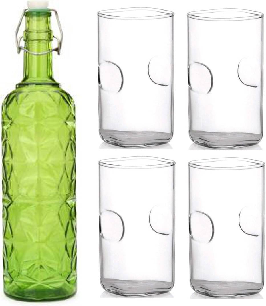     			AFAST Bottle Glass Green Glass Water Bottle 1000 mL ( Set of 5 )
