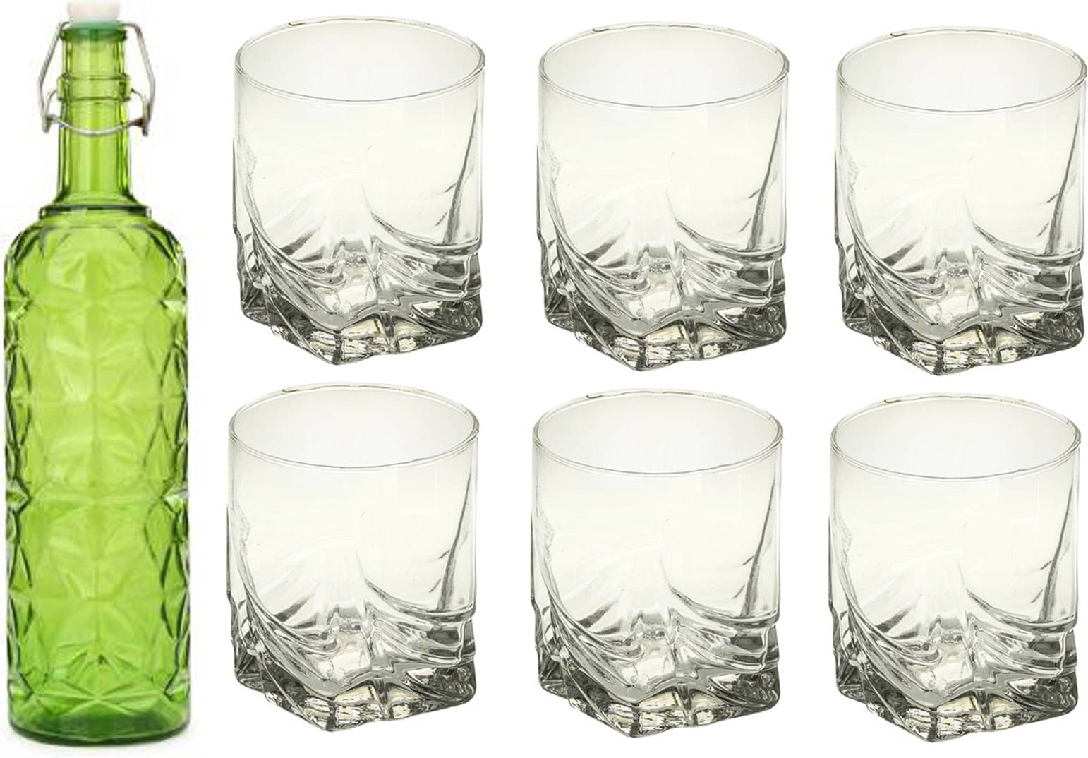     			AFAST Bottle Glass Green Glass Water Bottle 1000 mL ( Set of 7 )