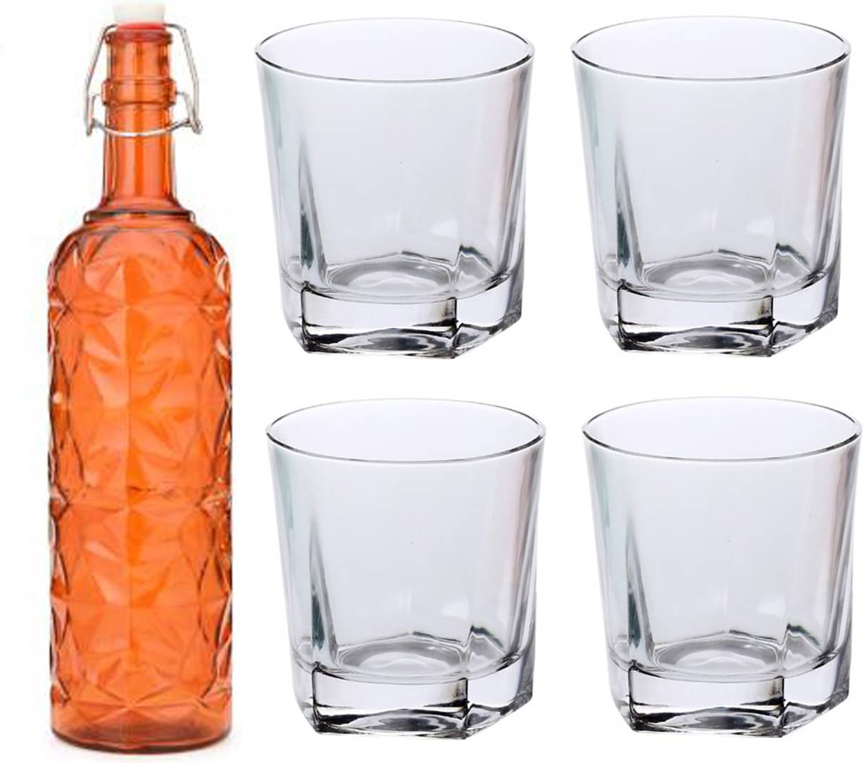     			AFAST Bottle Glass Orange Glass Water Bottle 1000 mL ( Set of 5 )