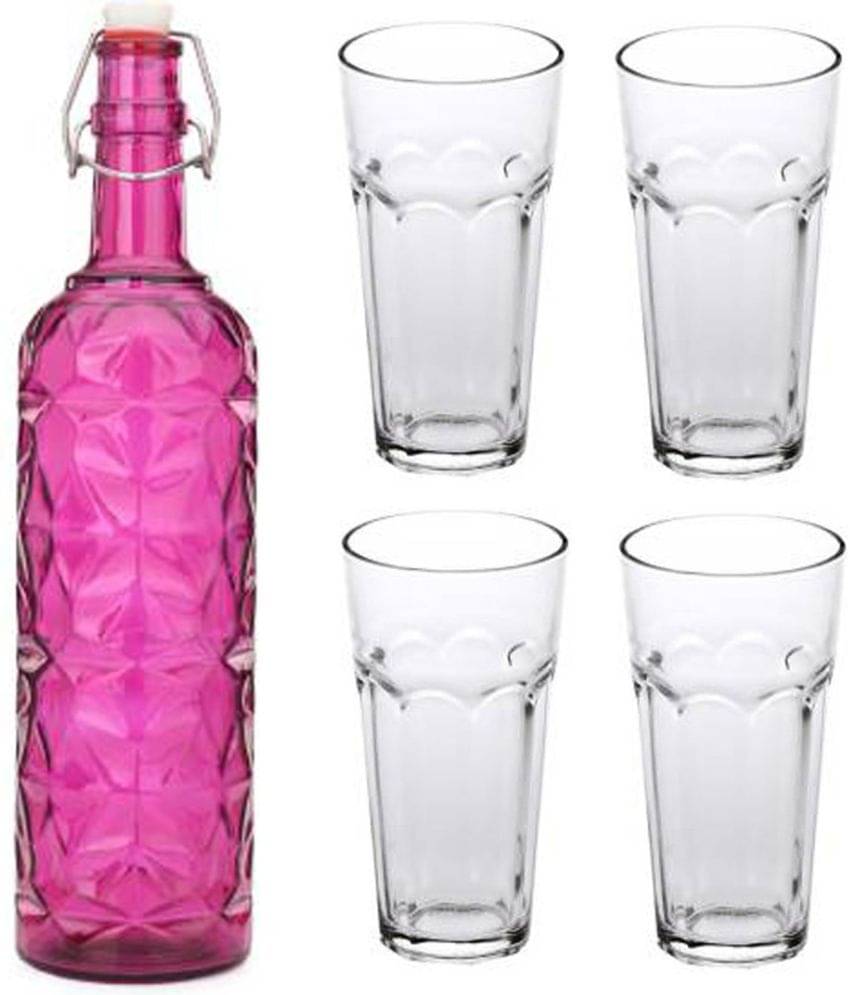     			AFAST Bottle Glass Pink Glass Water Bottle 1000 mL ( Set of 5 )