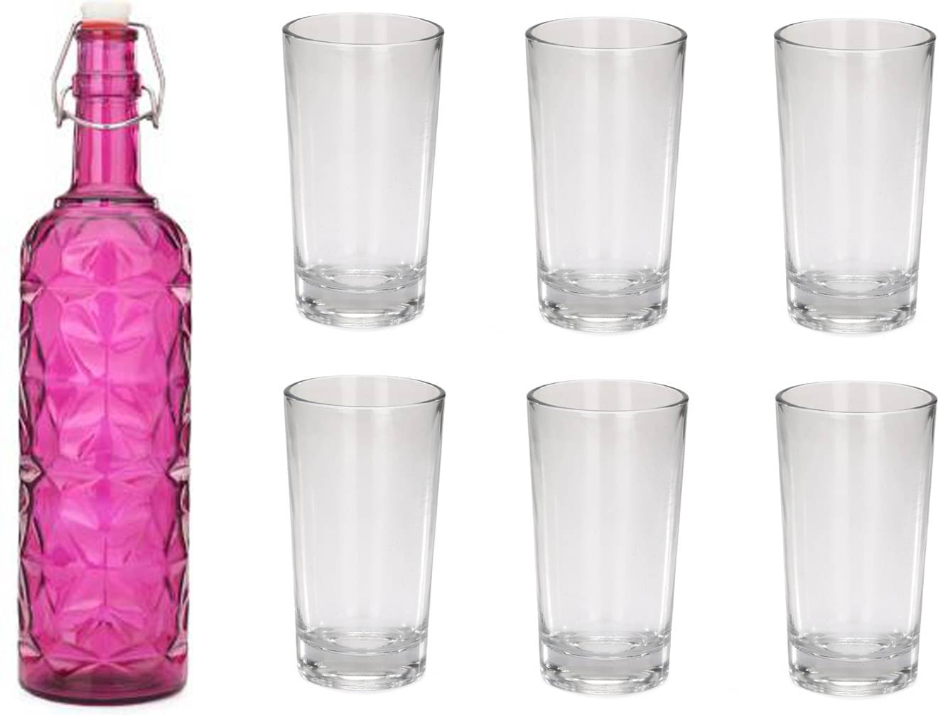     			AFAST Bottle Glass Pink Glass Water Bottle 1000 mL ( Set of 7 )