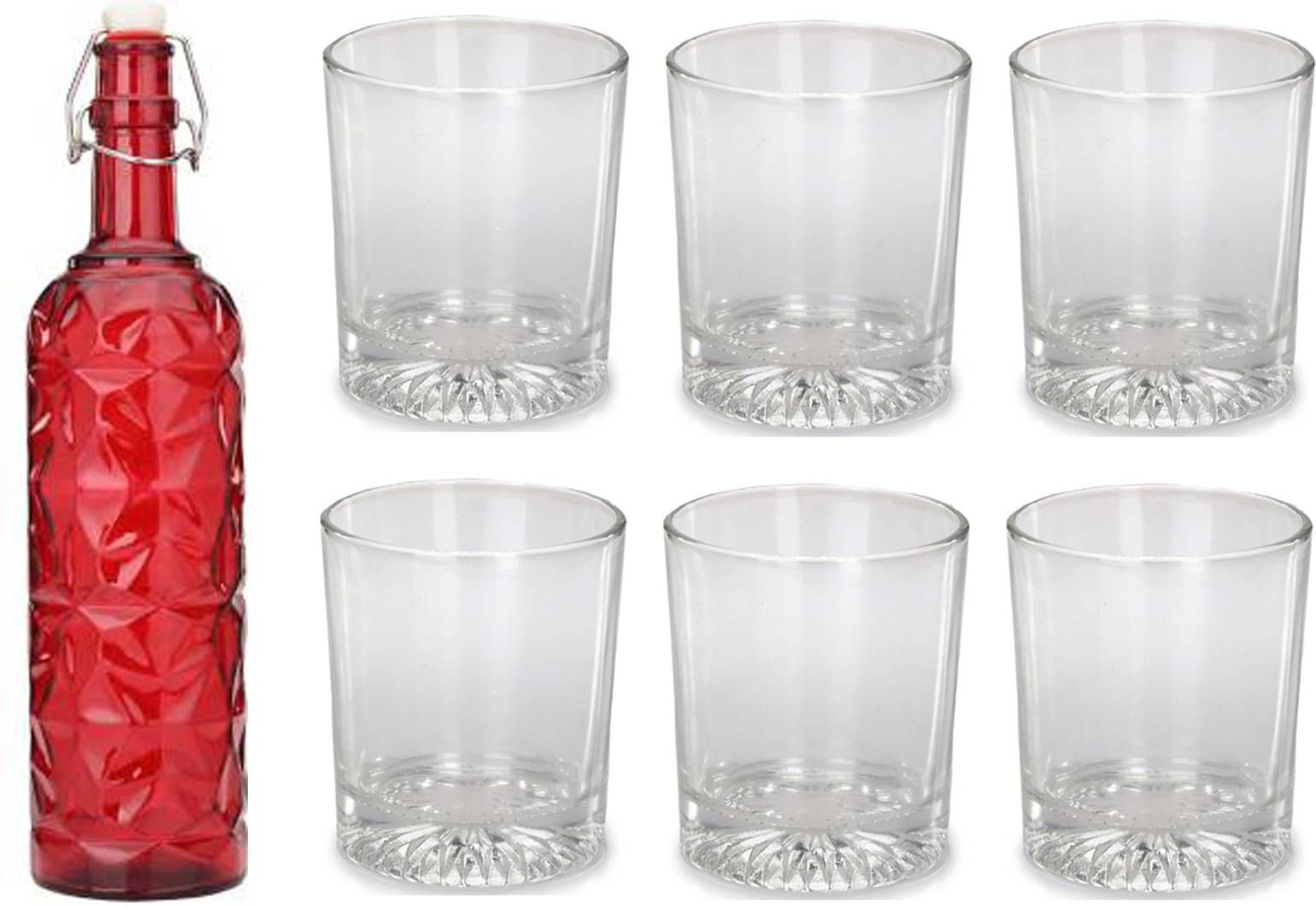     			AFAST Bottle Glass Red Glass Water Bottle 1000 mL ( Set of 7 )