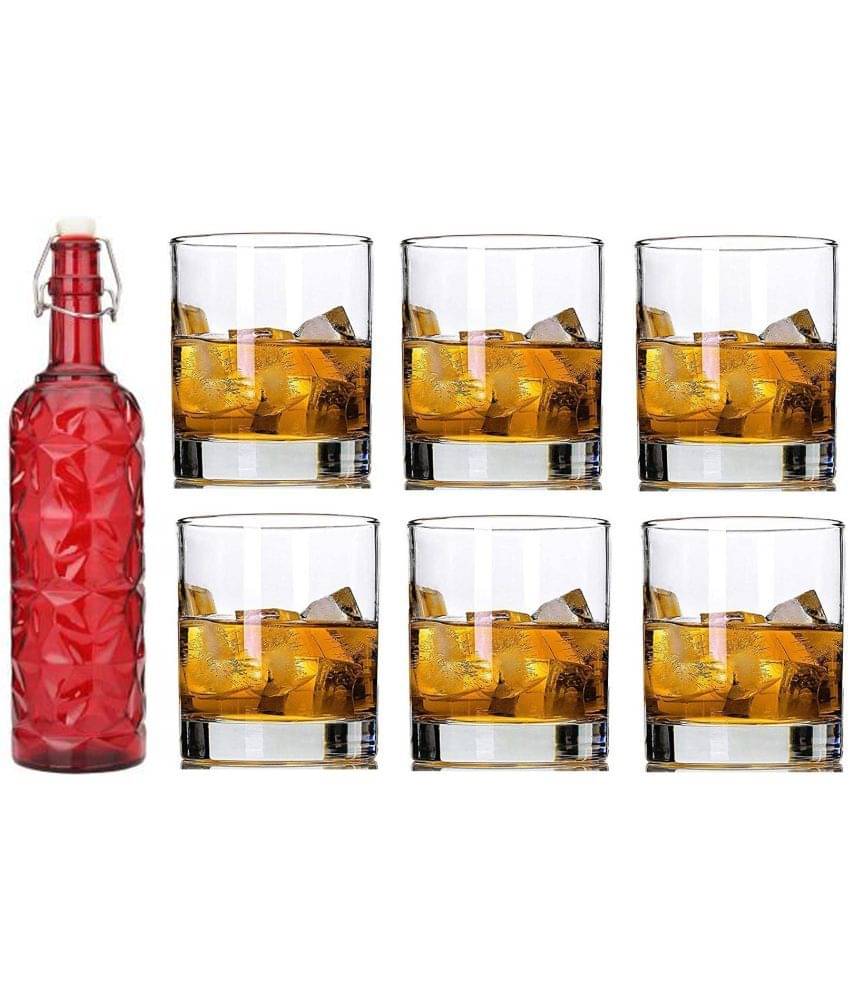     			AFAST Bottle Glass Red Glass Water Bottle 1000 mL ( Set of 7 )