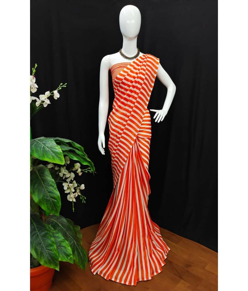 ANAND SAREES Georgette Printed Saree With Unstitched Blouse Piece ( Orange ) ANAND SAREES Georgette Printed Saree With Unstitched Blouse Piece ( Orange )