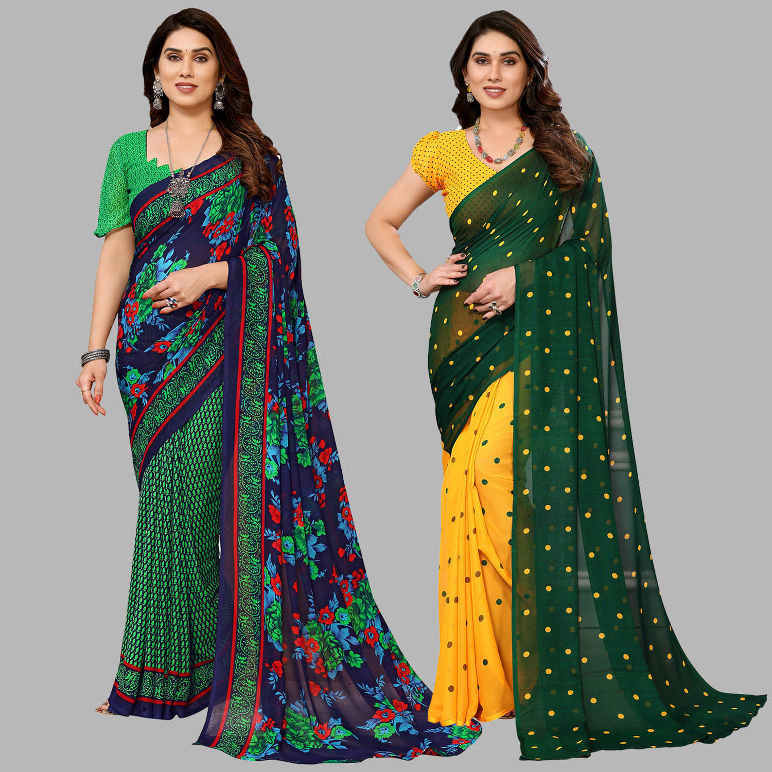 ANAND SAREES Georgette Printed Saree With Unstitched Blouse Piece ( Multicolour ) ANAND SAREES Georgette Printed Saree With Unstitched Blouse Piece ( Multicolour )