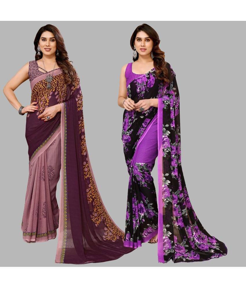ANAND SAREES Georgette Printed Saree With Unstitched Blouse Piece ( Multicolour ) ANAND SAREES Georgette Printed Saree With Unstitched Blouse Piece ( Multicolour )