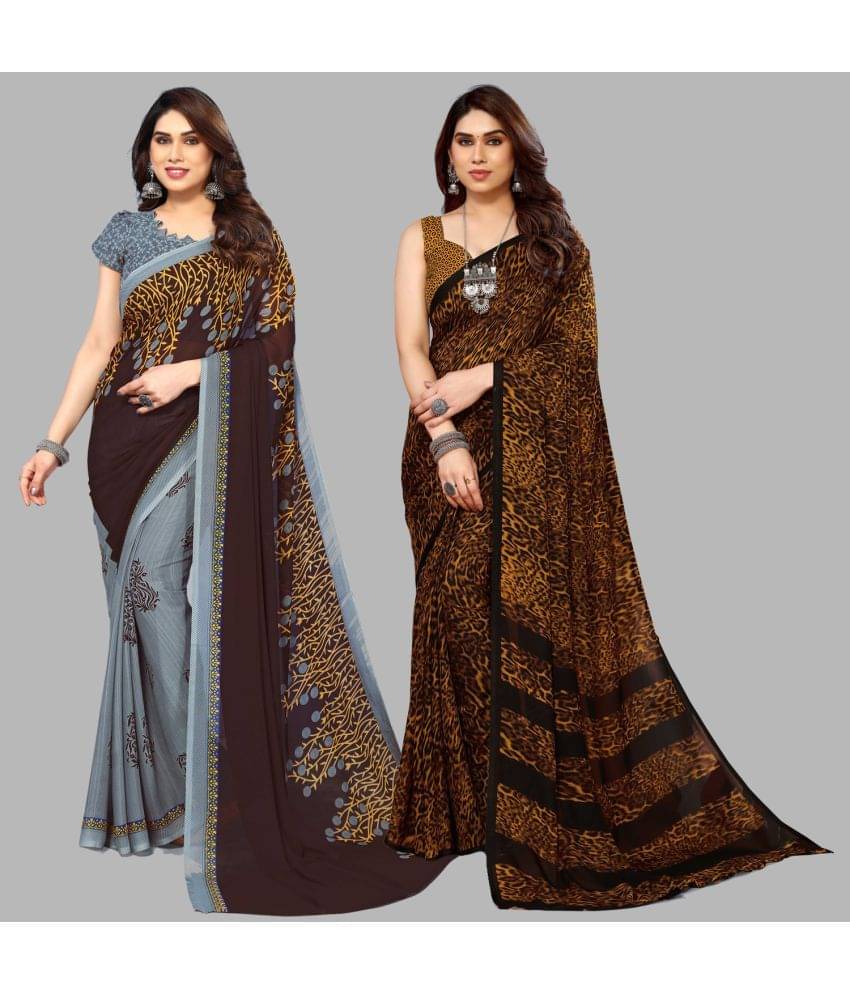 ANAND SAREES Georgette Printed Saree With Unstitched Blouse Piece ( Multicolour ) ANAND SAREES Georgette Printed Saree With Unstitched Blouse Piece ( Multicolour )