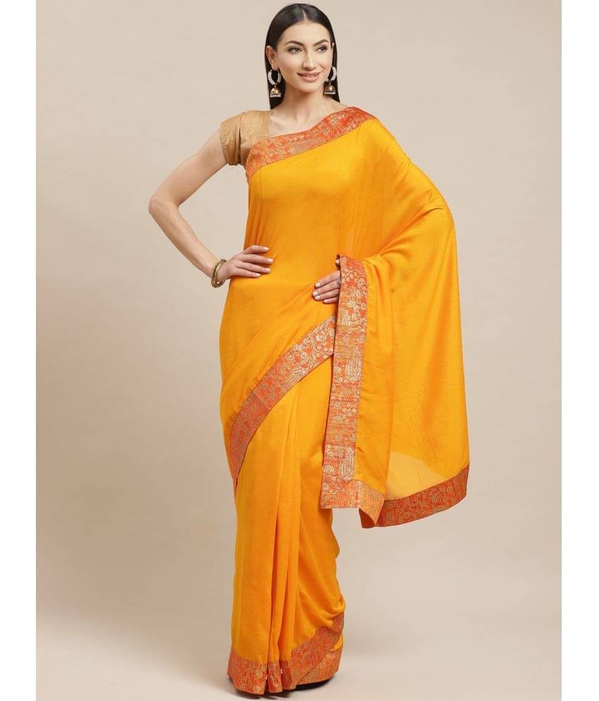 Aarrah Silk Blend Solid Saree With Unstitched Blouse Piece ( Mustard ) Aarrah Silk Blend Solid Saree With Unstitched Blouse Piece ( Mustard )