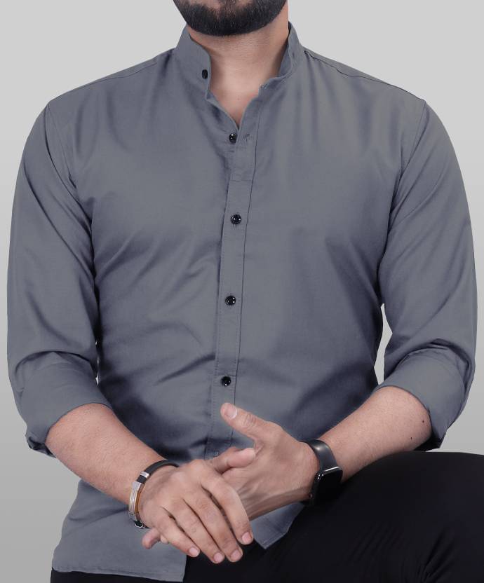 Anand Cotton Blend Regular Fit Solids Full Sleeves Men's Casual Shirt - Grey ( Pack of 1 ) Anand Cotton Blend Regular Fit Solids Full Sleeves Men's Casual Shirt - Grey ( Pack of 1 )