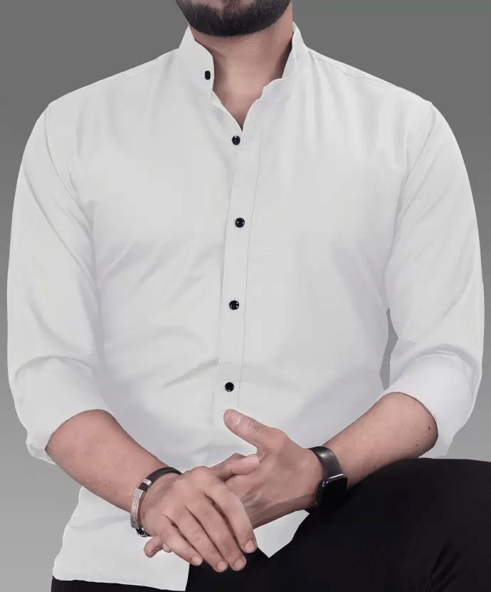 Anand Cotton Blend Regular Fit Solids Full Sleeves Men's Casual Shirt - White ( Pack of 1 ) Anand Cotton Blend Regular Fit Solids Full Sleeves Men's Casual Shirt - White ( Pack of 1 )