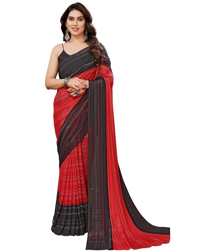 Anand Satin Colorblock Saree Without Blouse Piece ( Black )     			Anand Satin Colorblock Saree Without Blouse Piece ( Black )