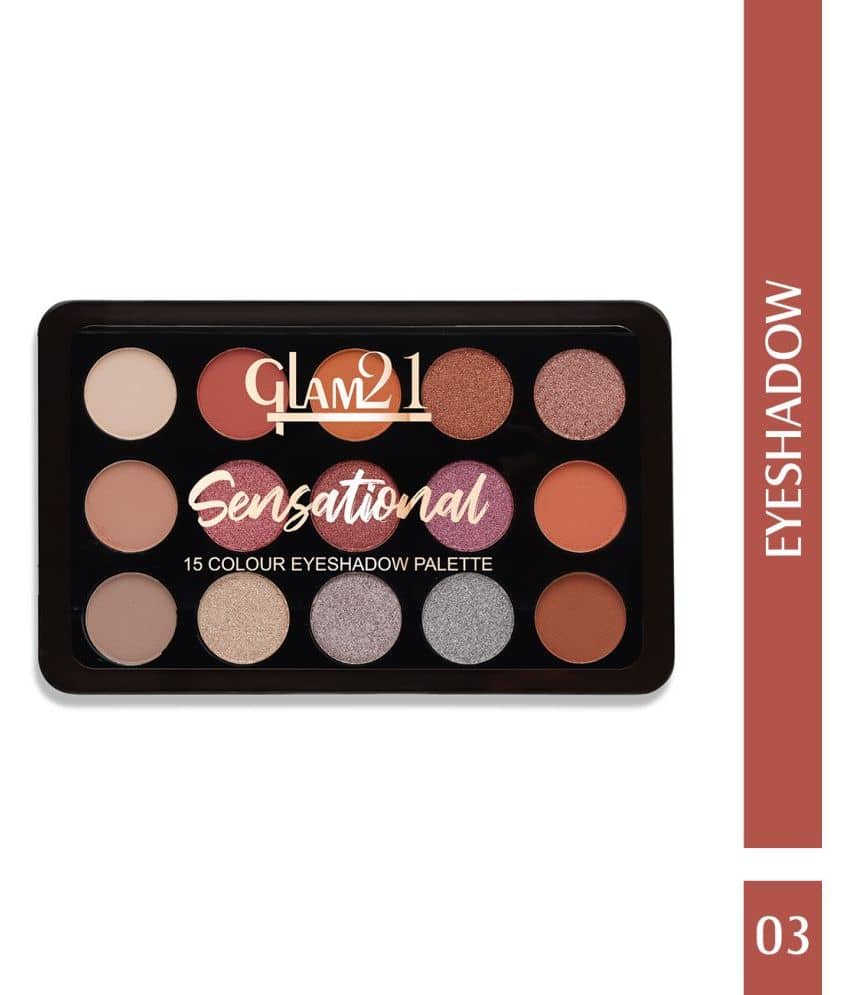 Glam21 Sensational 15 Color Shades Eyeshadow Palette For Smoky Eyes Long Lasting 14gm Shade-02 - Makeup - Eyes | Buy online on ZillyBuy