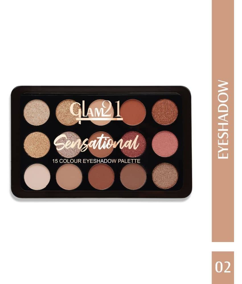Glam21 Sensational 15 Color Shades Eyeshadow Palette For Smoky Eyes Long Lasting 14gm Shade-02 - Makeup - Eyes | Buy online on ZillyBuy