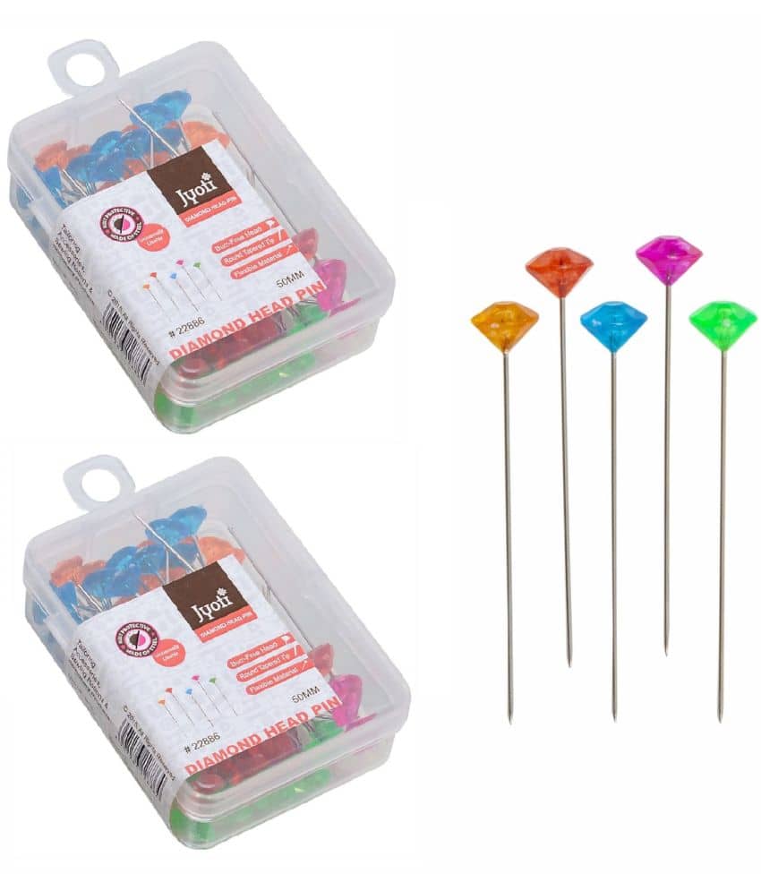 Jyoti Diamond Head Pins Colored for Tailoring, Dressmaking, Crafting, Sewing, College Projects, Ornament, Patch Work, Florist, Decorating, Hijab, Scarf for Women # 22886 (50 Pins in a Box) - Pack of 2 - Stationery | Buy online on ZillyBuy