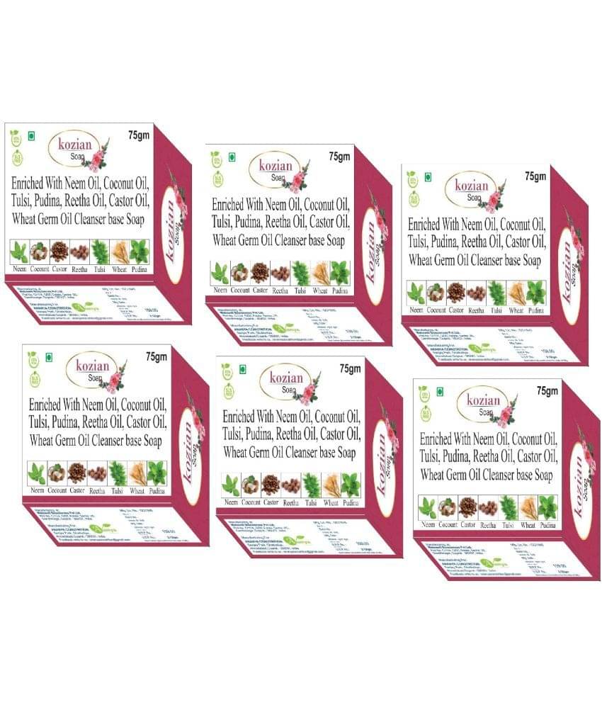 KOZIAN Freshness Enriched With Neem & Tulsi Oil Bathing Bar for All Skin Type ( Pack of 6 ) KOZIAN Freshness Enriched With Neem & Tulsi Oil Bathing Bar for All Skin Type ( Pack of 6 )