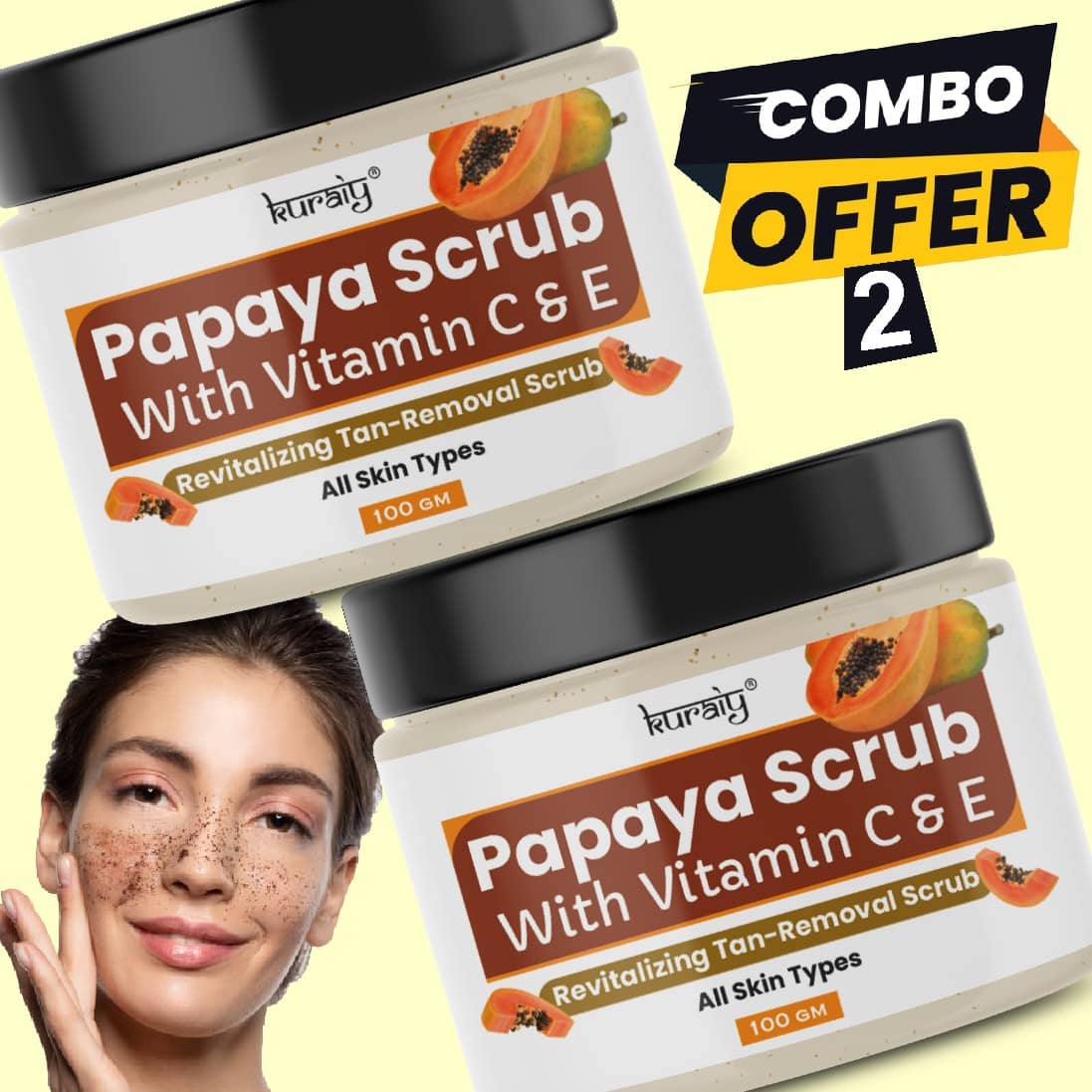 KURAIY Anti Tan Facial Scrub For Men & Women ( Pack of 2 )