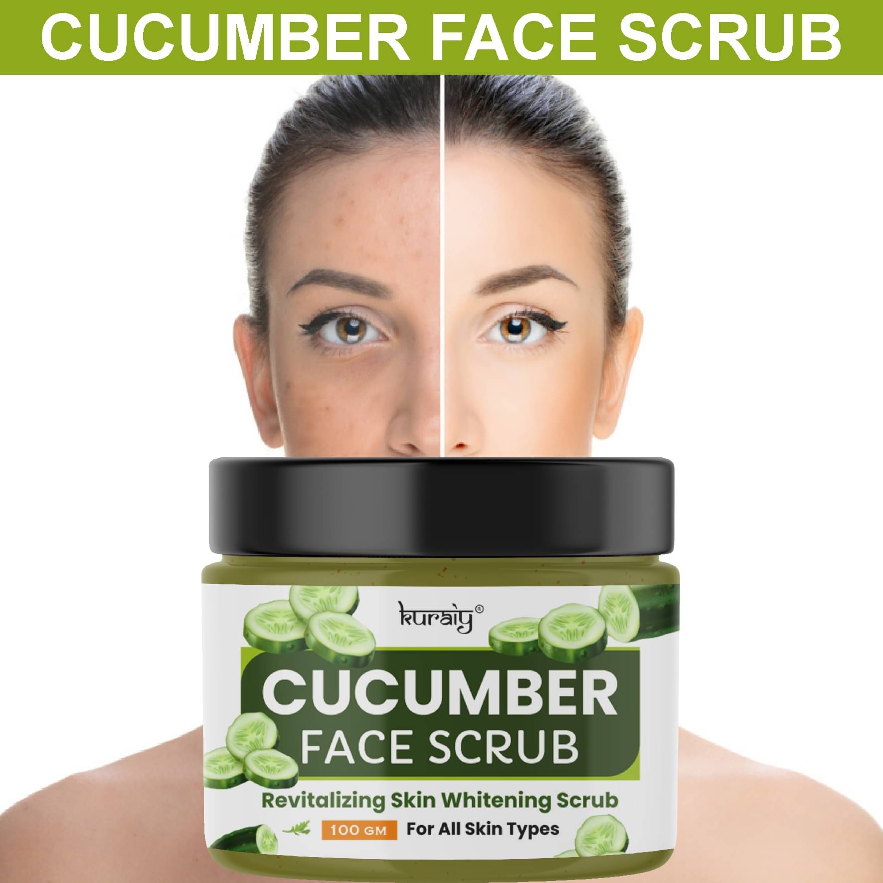 KURAIY Cucumber Revitalizing Skin Whitening Face Scrub for All Skin Types 100g KURAIY Cucumber Revitalizing Skin Whitening Face Scrub for All Skin Types 100g