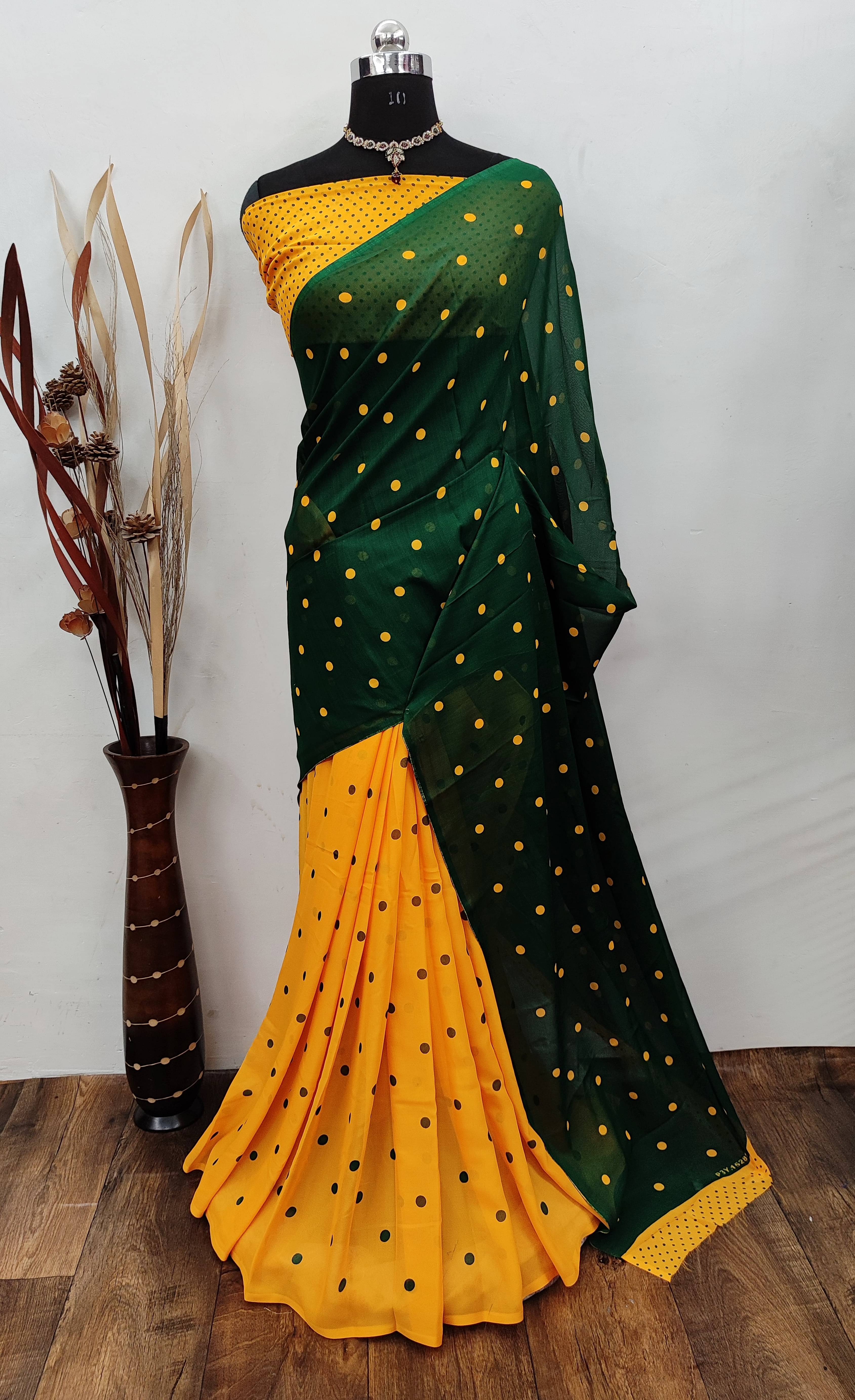 Kashvi Sarees Georgette Printed Saree With Unstitched Blouse Piece ( Green ) Kashvi Sarees Georgette Printed Saree With Unstitched Blouse Piece ( Green )