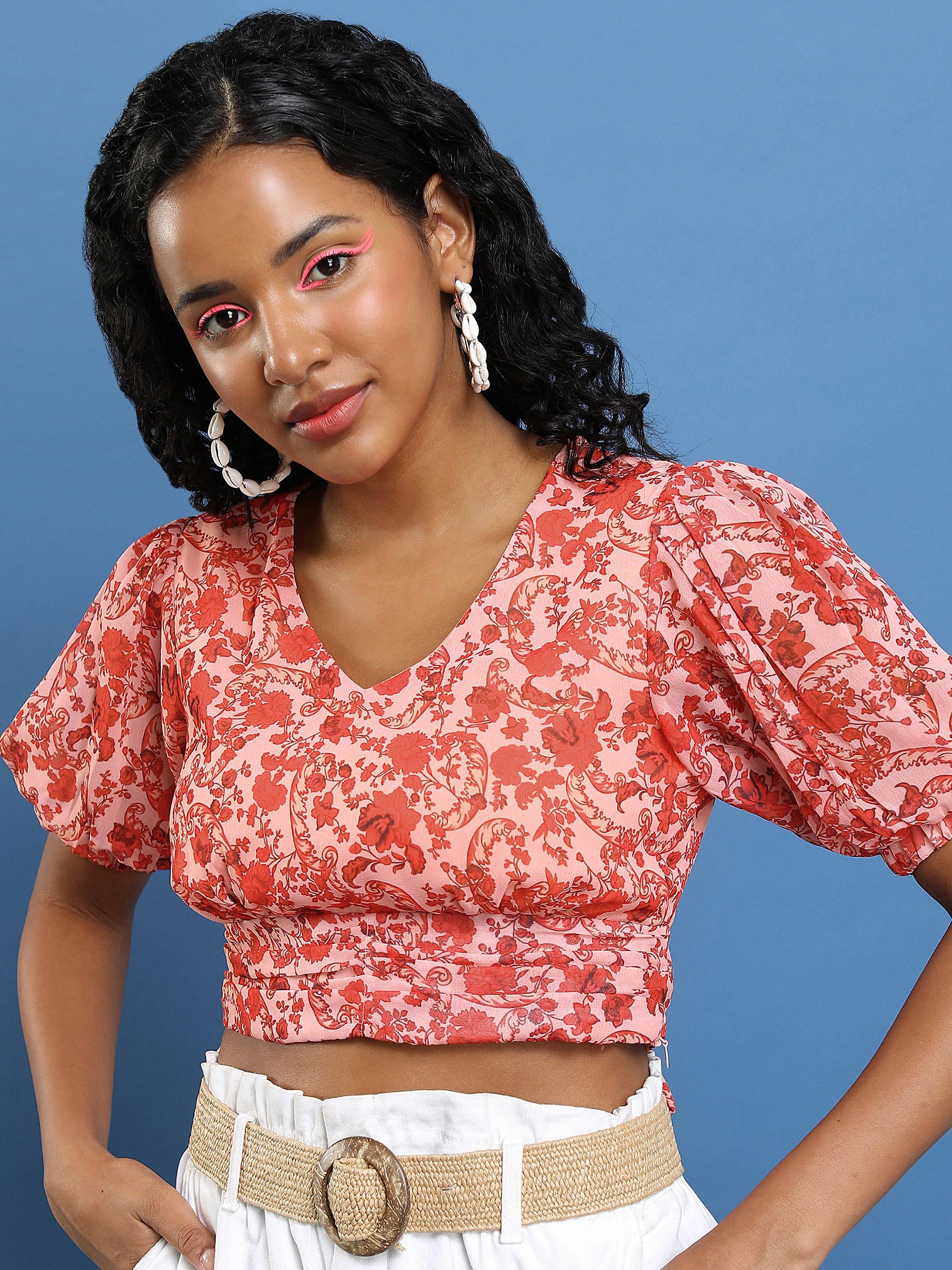 Ketch Women's Polyester Crop Top ( Red )     			Ketch Women's Polyester Crop Top ( Red )