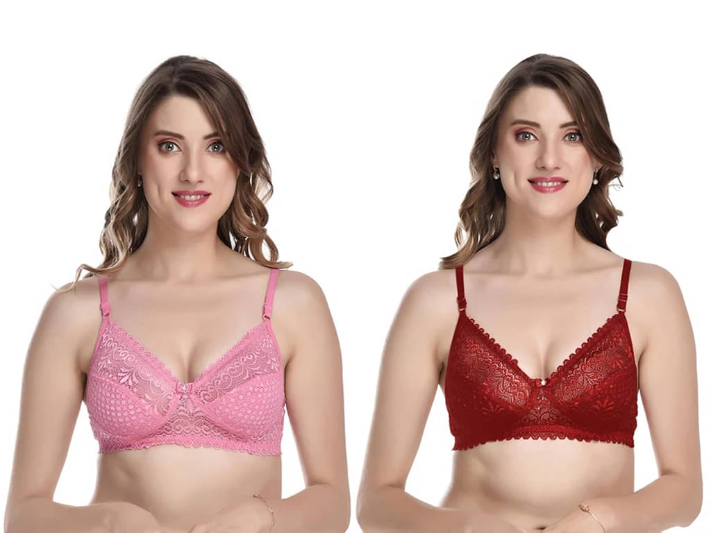 Kiran Enterprises Pack of 2 Net Women's Everyday Bra ( Multicolor ) Kiran Enterprises Pack of 2 Net Women's Everyday Bra ( Multicolor )