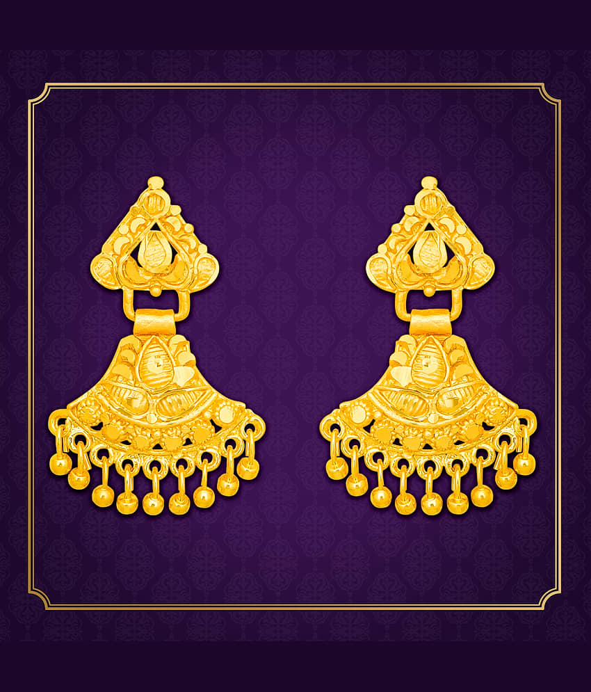 LUV FASHION Golden Drop Earrings ( Pack of 1 ) - Earrings | Buy online on ZillyBuy