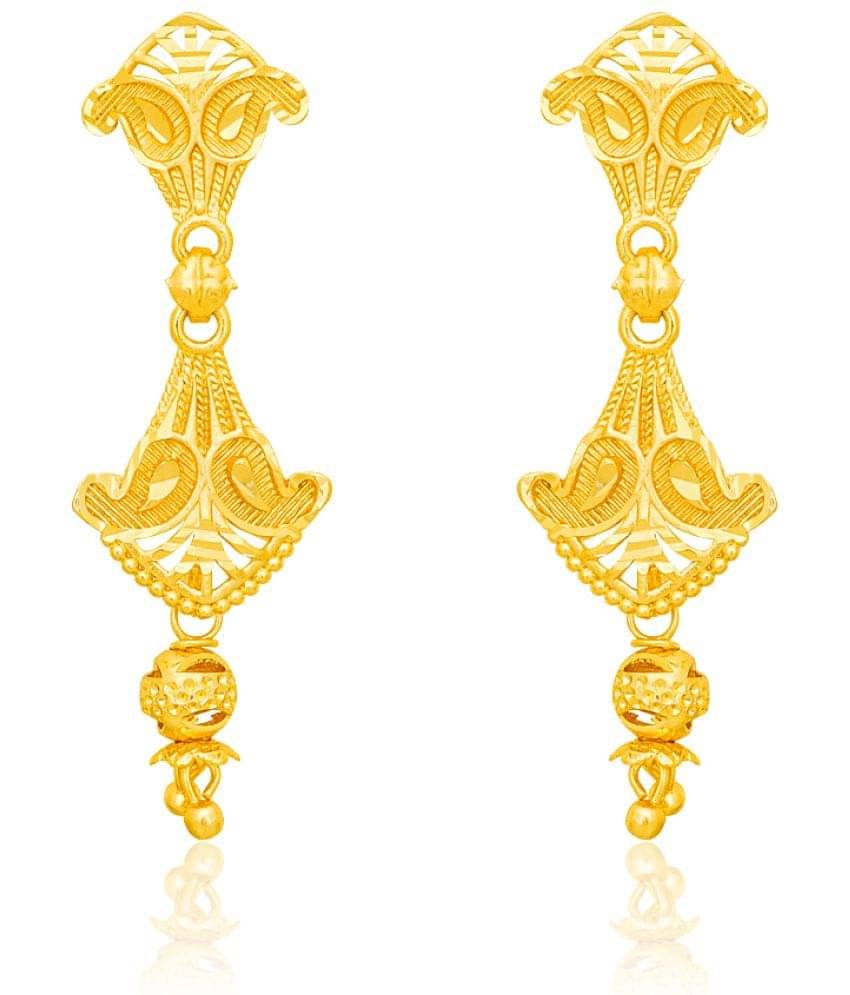    			LUV FASHION Golden Drop Earrings ( Pack of 1 )