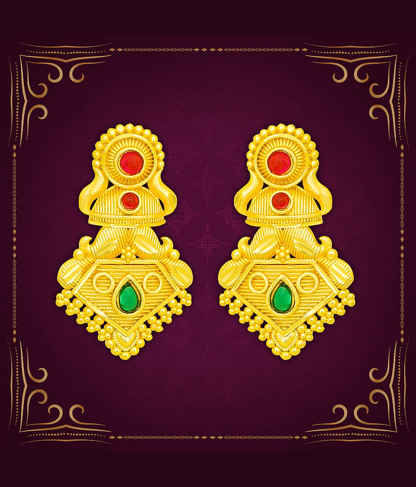 LUV FASHION Golden Drop Earrings ( Pack of 1 ) - Earrings | Buy online on ZillyBuy