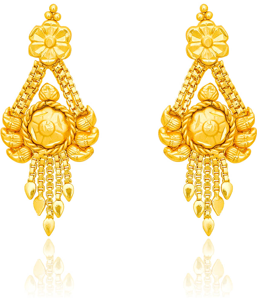 LUV FASHION Golden Drop Earrings ( Pack of 1 ) - Earrings | Buy online on ZillyBuy