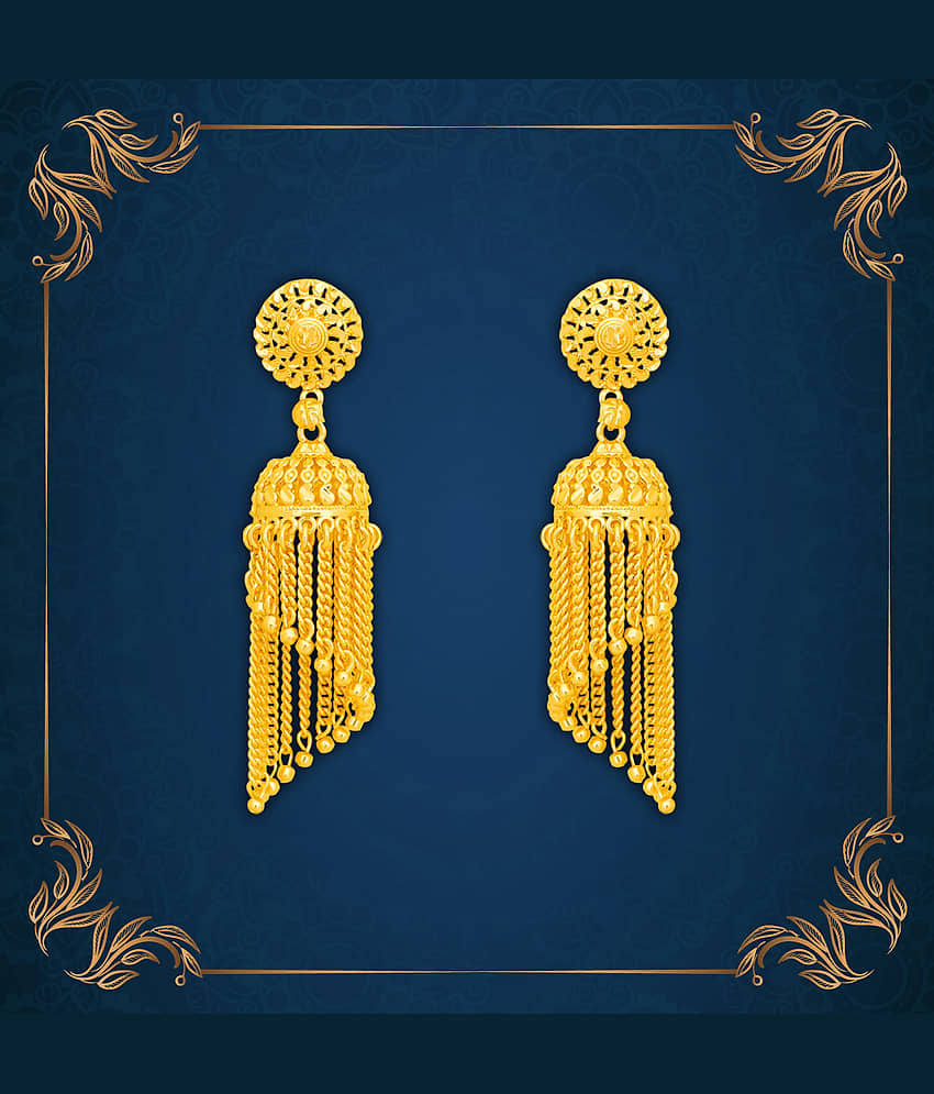 LUV FASHION Golden Drop Earrings ( Pack of 1 ) - Earrings | Buy online on ZillyBuy