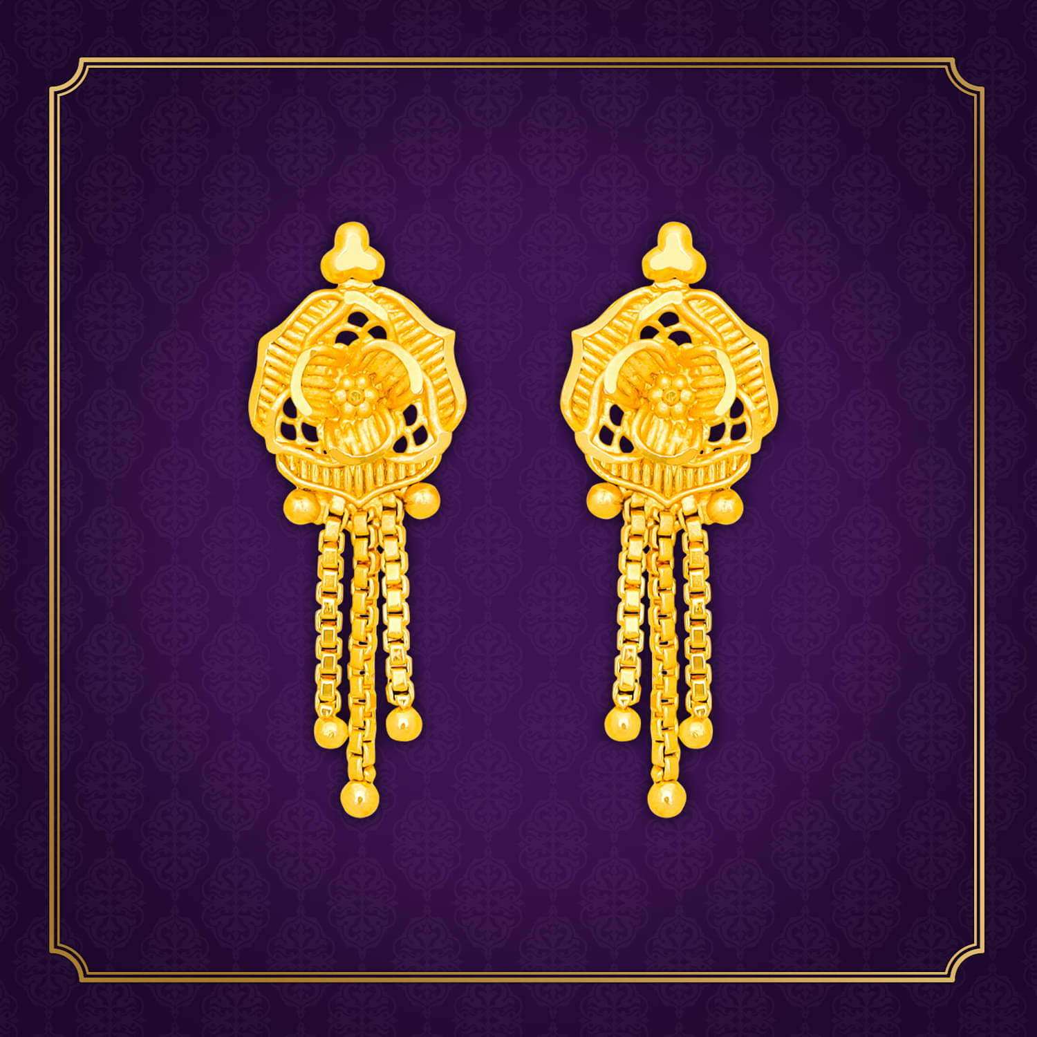     			LUV FASHION Golden Drop Earrings ( Pack of 1 )