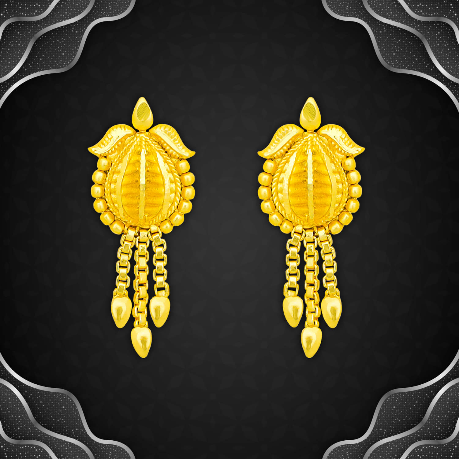     			LUV FASHION Golden Drop Earrings ( Pack of 1 )
