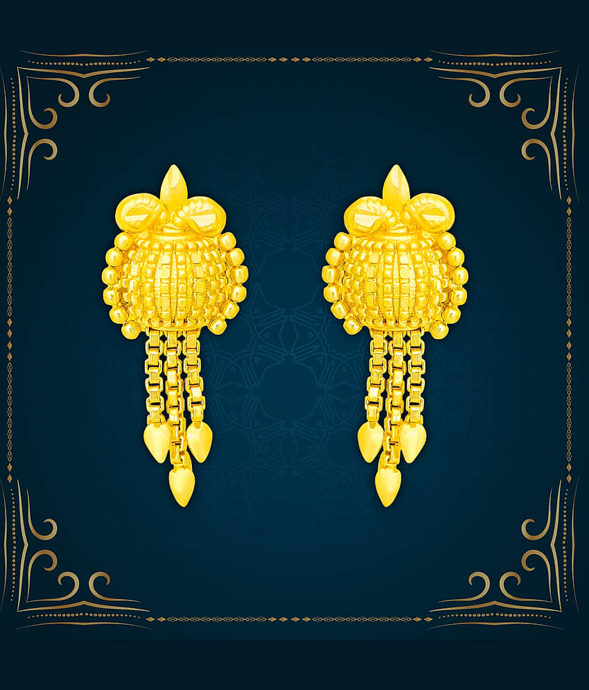 LUV FASHION Golden Drop Earrings ( Pack of 1 ) - Earrings | Buy online on ZillyBuy