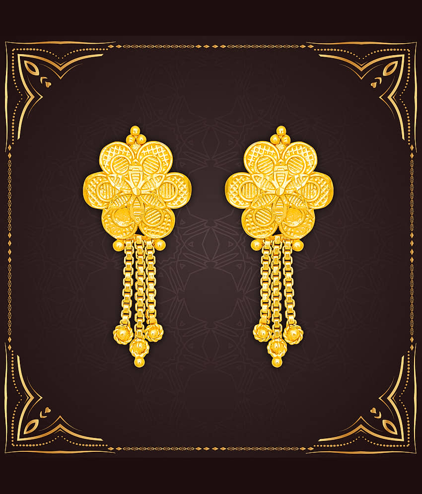 LUV FASHION Golden Drop Earrings ( Pack of 1 ) - Earrings | Buy online on ZillyBuy