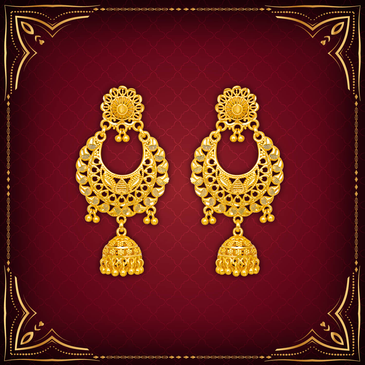 LUV FASHION Golden Jhumki Earrings ( Pack of 1 ) - Earrings | Buy online on ZillyBuy