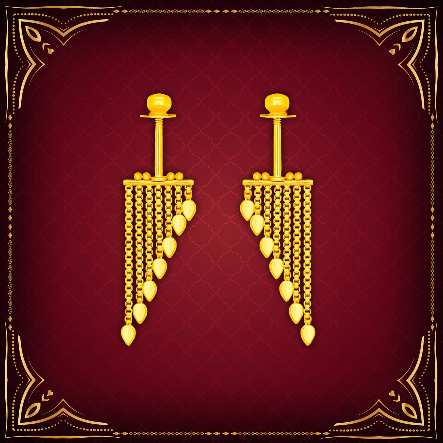     			LUV FASHION Golden Stud Earrings ( Pack of 1 )