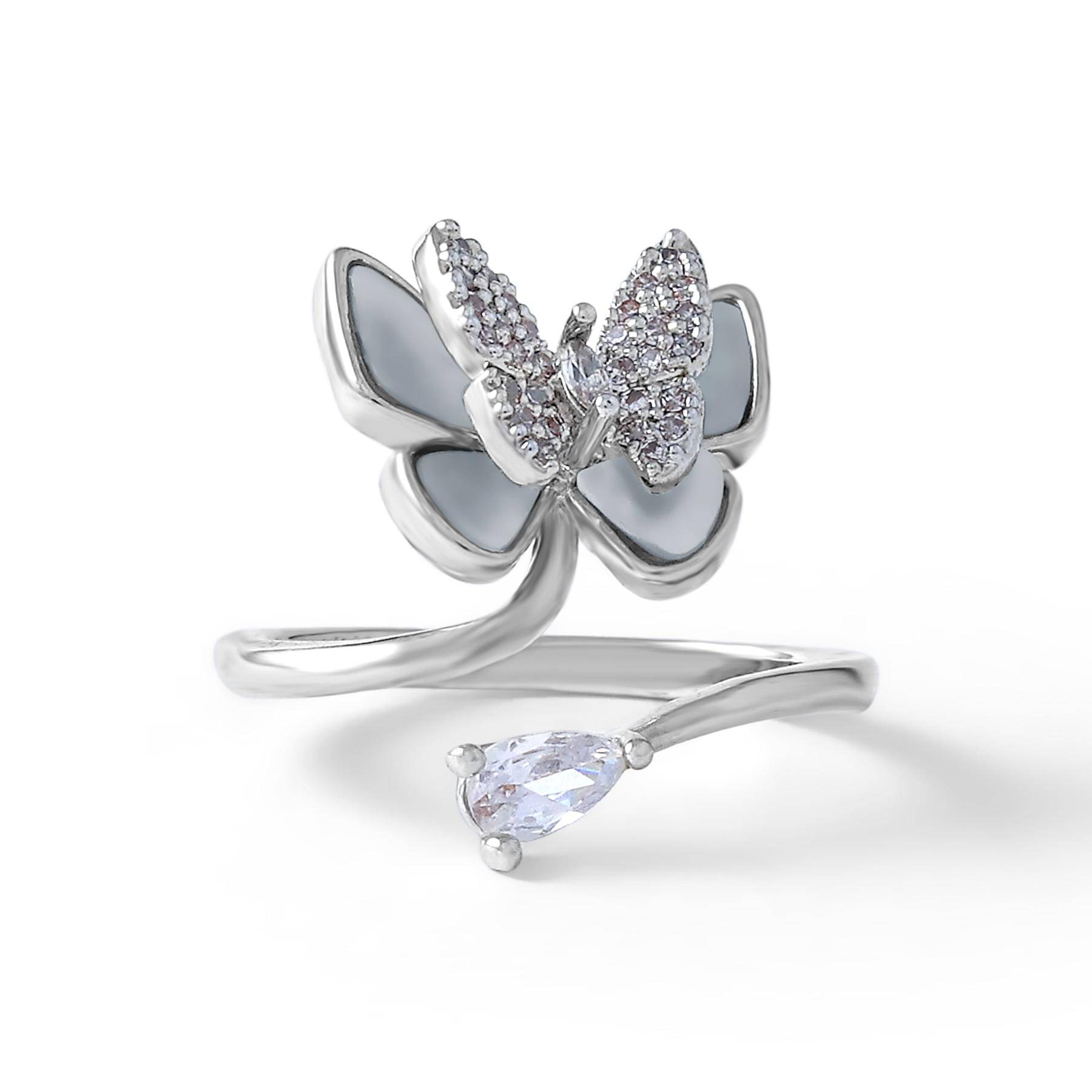 LUV FASHION White Silver Ring ( Pack of 1 ) LUV FASHION White Silver Ring ( Pack of 1 )