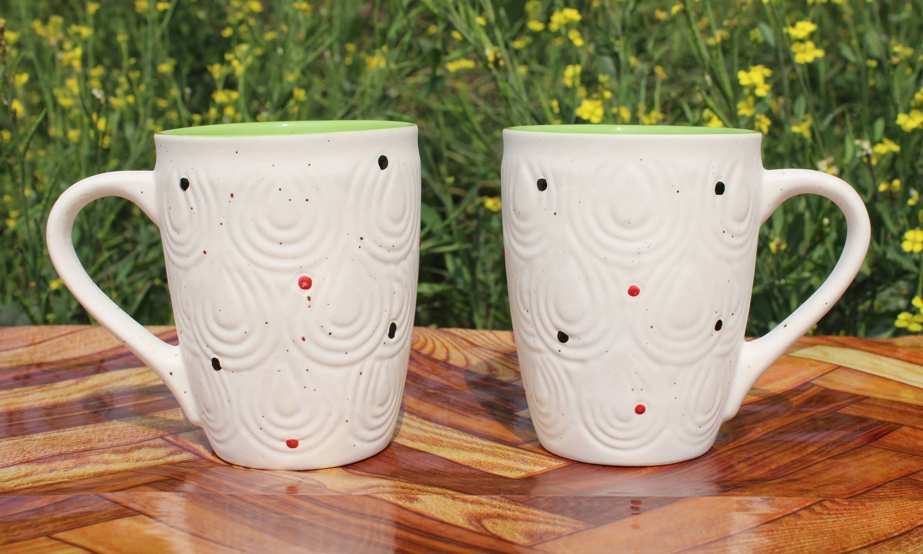     			Laghima jadon Parrot  Round Shape Solid Ceramic Coffee Mug 350 mL ( Pack of 2 )