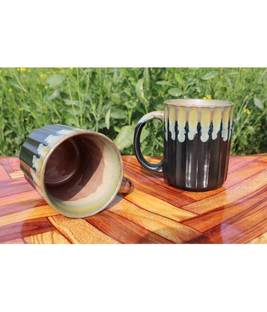 Laghima jadon round shape Solid Ceramic Coffee Mug 300 mL ( Pack of 2 ) Laghima jadon round shape Solid Ceramic Coffee Mug 300 mL ( Pack of 2 )