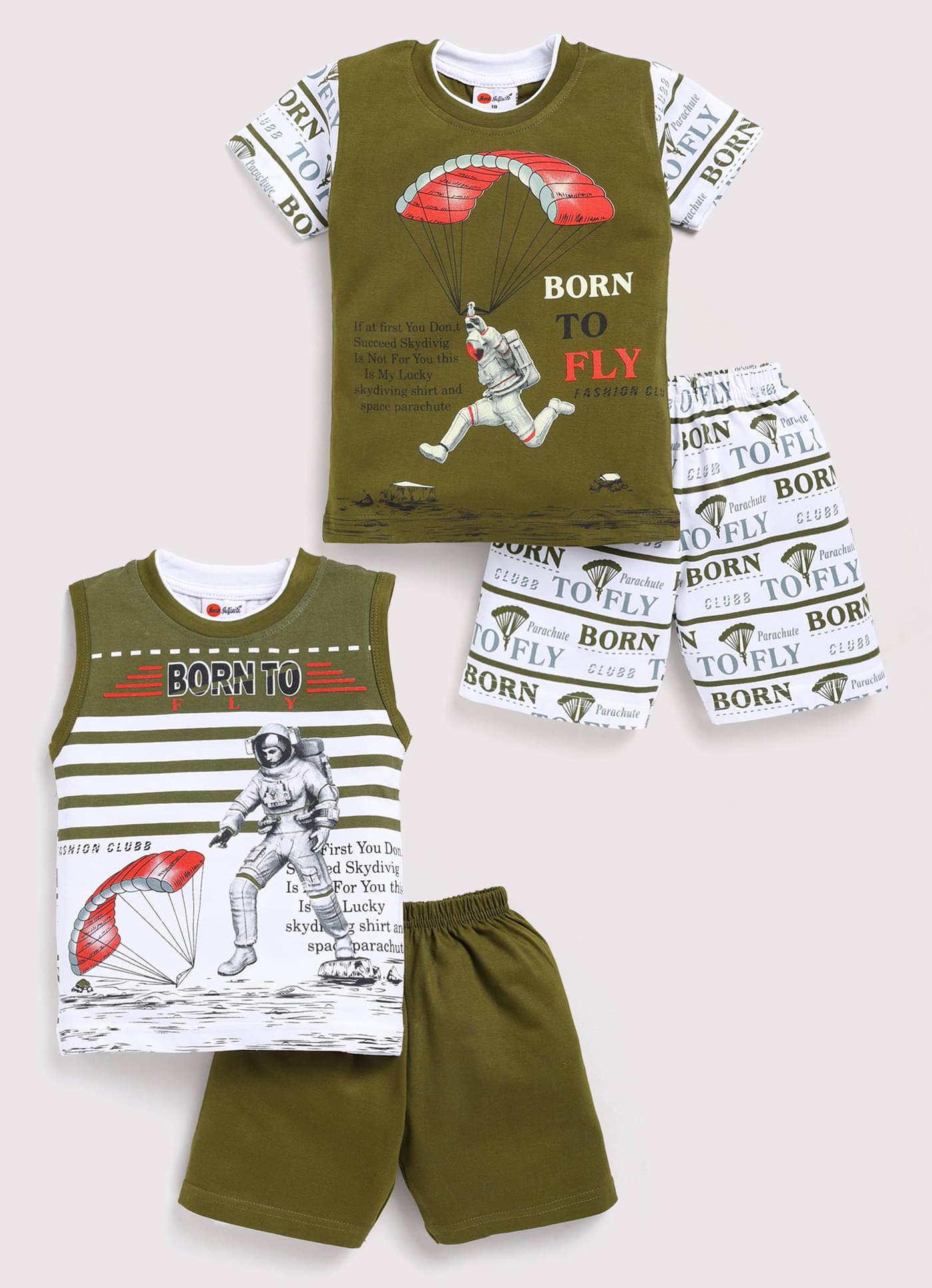     			Mars Infiniti Pack of 2 Boys Cotton T-Shirt & Pants Set ( Green )