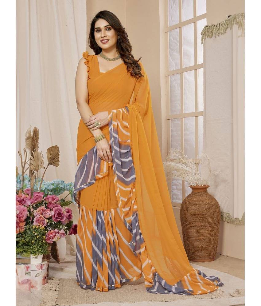BLEESBURY Georgette Printed Saree With Unstitched Blouse Piece ( Orange ) BLEESBURY Georgette Printed Saree With Unstitched Blouse Piece ( Orange )