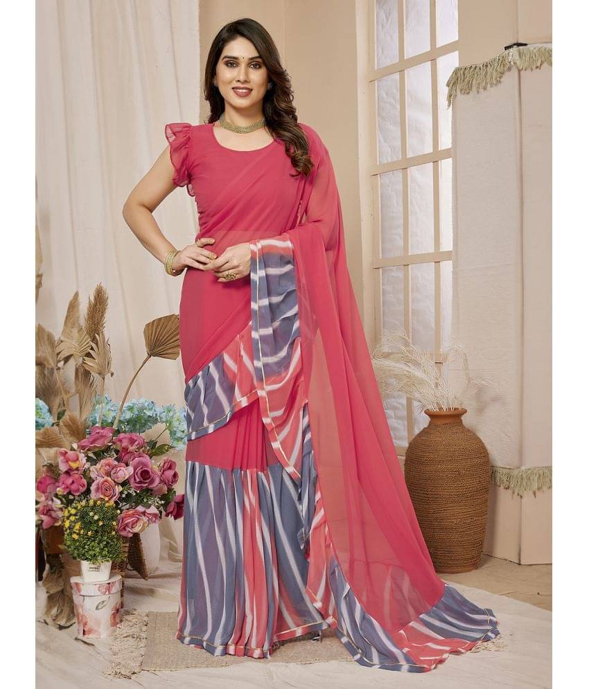 BLEESBURY Georgette Printed Saree With Unstitched Blouse Piece ( Pink ) BLEESBURY Georgette Printed Saree With Unstitched Blouse Piece ( Pink )