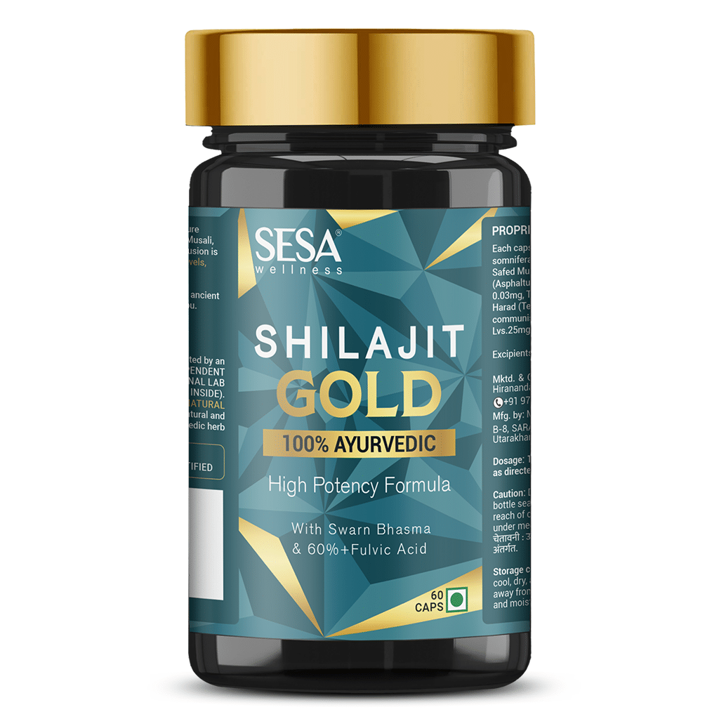     			SESA Shilajit Gold 60 Capsules |  Shilajit with Gold Swarna Bhasma | Helps Boost Stamina & Power | 100% Ayurvedic
