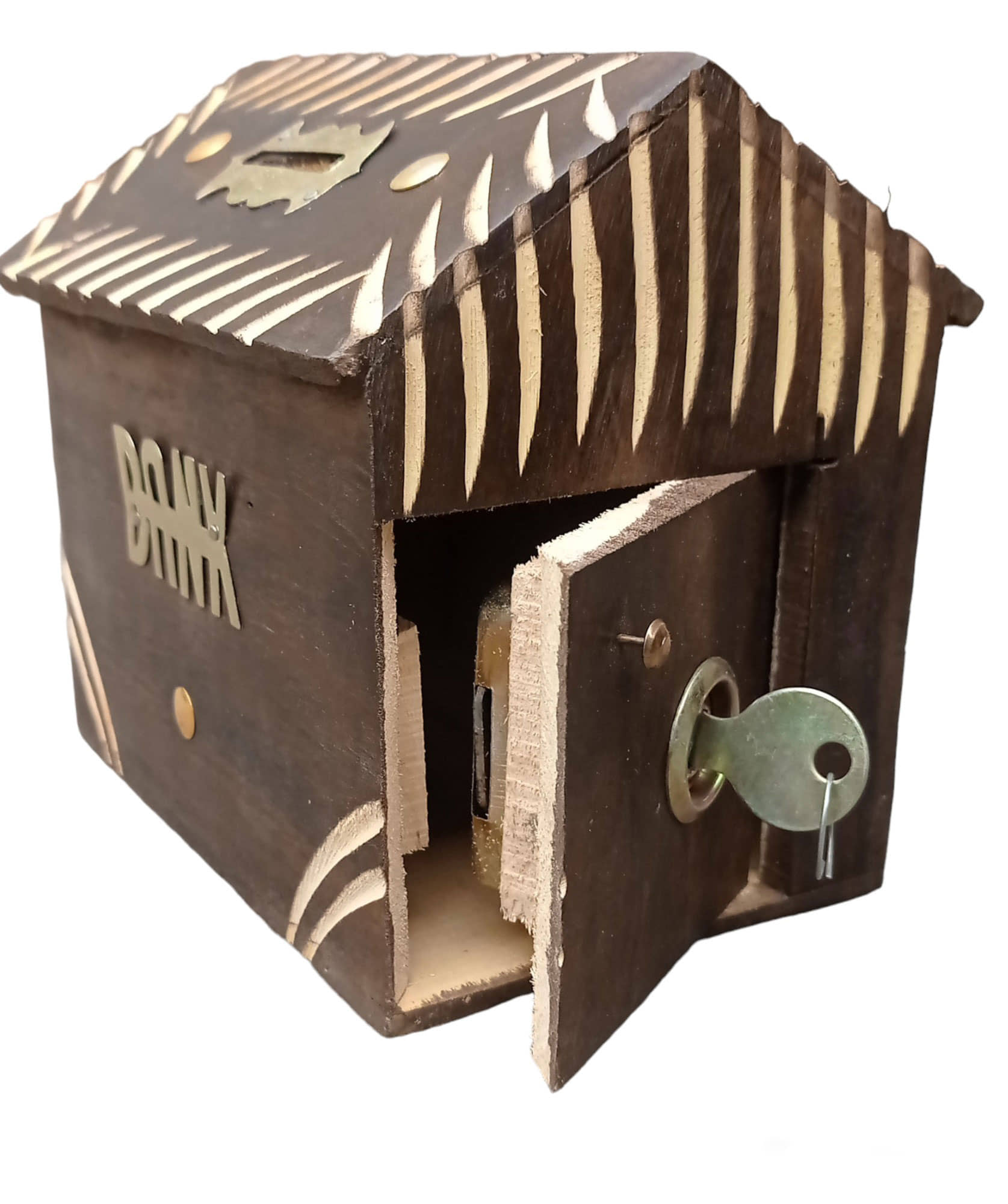 SWH Wood Brown Piggy Bank ( Pack of 1 )