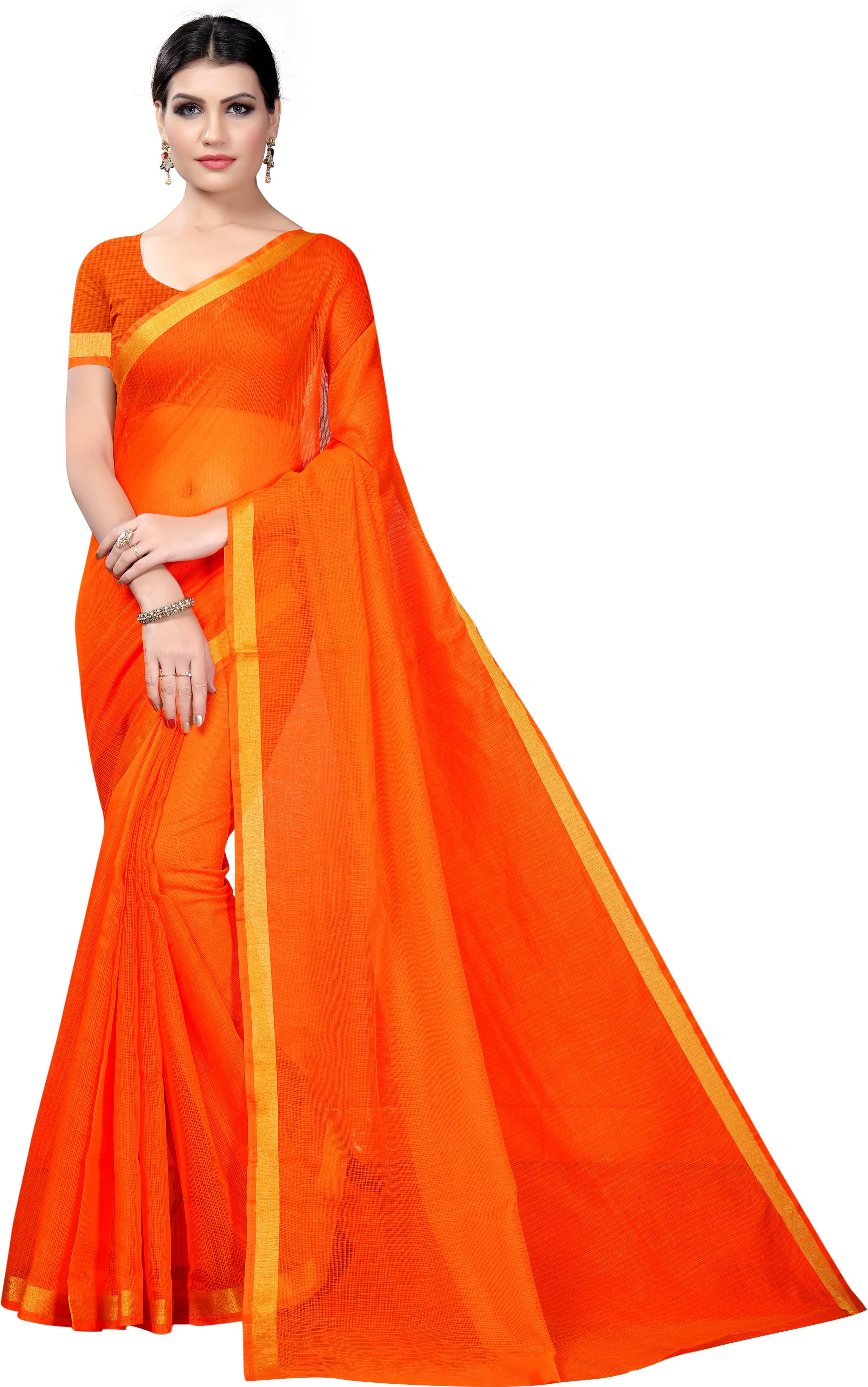    			Saadhvi Art Silk Printed Saree With Unstitched Blouse Piece ( Orange )
