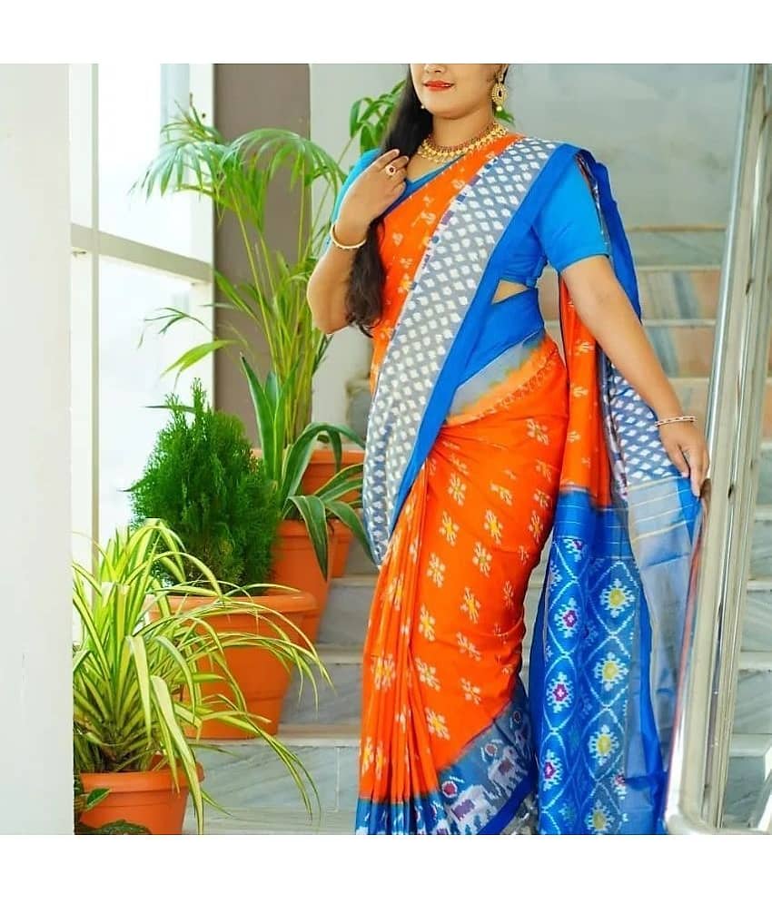 Saadhvi Art Silk Printed Saree With Unstitched Blouse Piece ( Blue ) - Sarees | Buy online on ZillyBuy