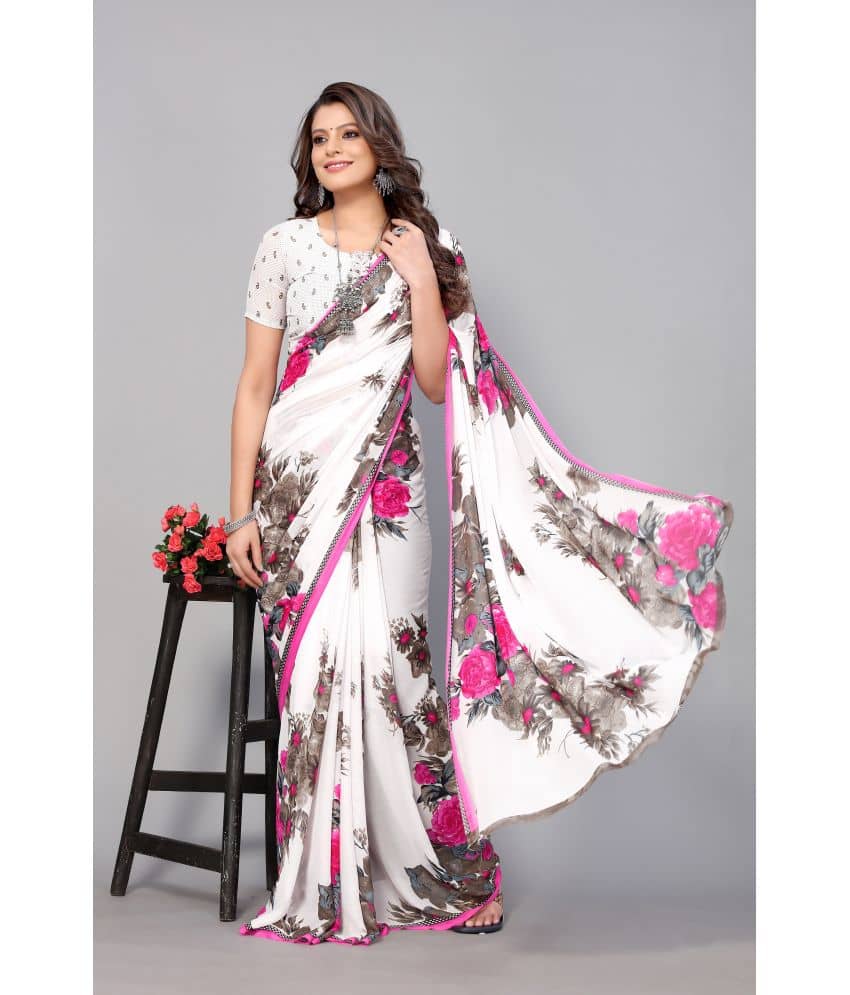 Saadhvi Art Silk Printed Saree With Unstitched Blouse Piece ( Pink ) - Sarees | Buy online on ZillyBuy