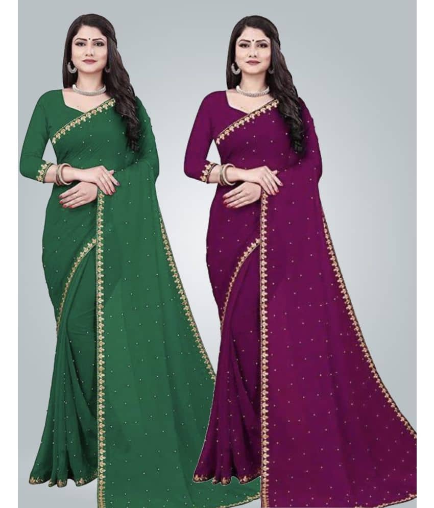 Saadhvi Lycra Printed Saree With Unstitched Blouse Piece ( Green ) - Sarees | Buy online on ZillyBuy