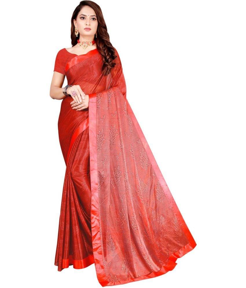 Saadhvi Cotton Blend Printed Saree With Unstitched Blouse Piece ( Red ) Saadhvi Cotton Blend Printed Saree With Unstitched Blouse Piece ( Red )