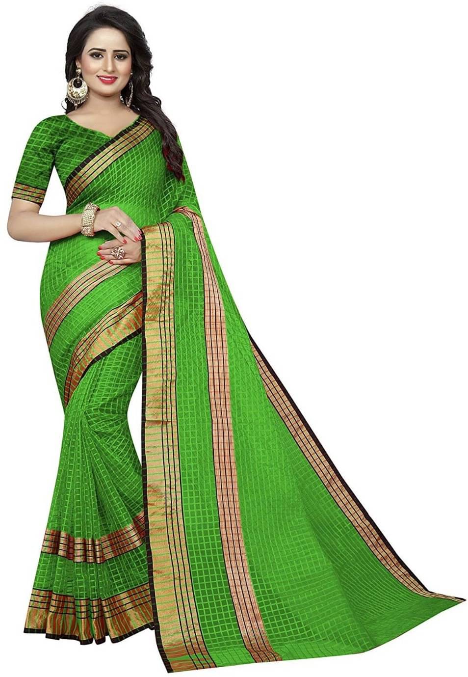     			Saadhvi Cotton Silk Printed Saree With Unstitched Blouse Piece ( Green )