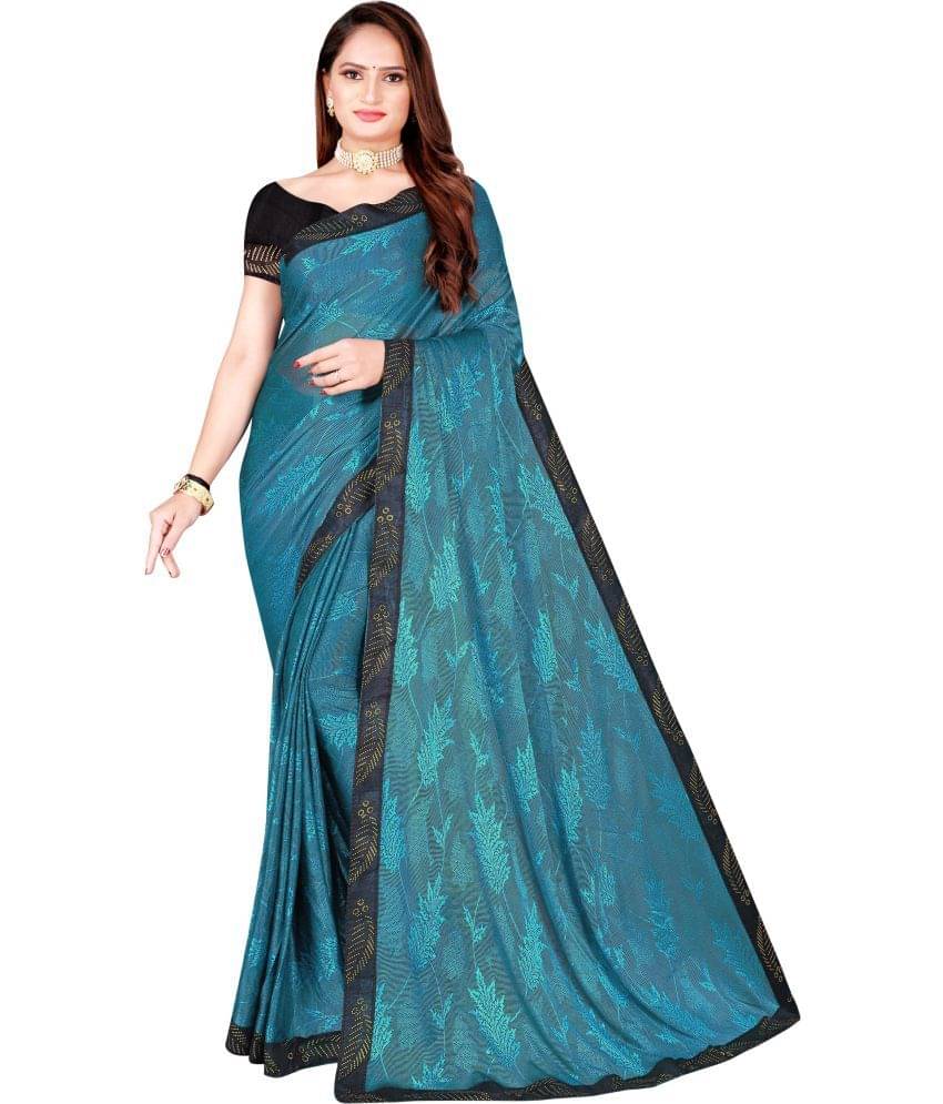     			Saadhvi Lycra Printed Saree With Unstitched Blouse Piece ( Green )